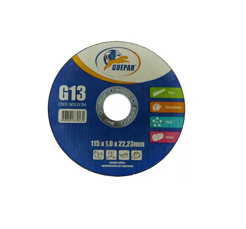 Disco de Corte – Marca Guepar – Modelo G13 <br> Medida 115mm X 1mm X 22,23mm
