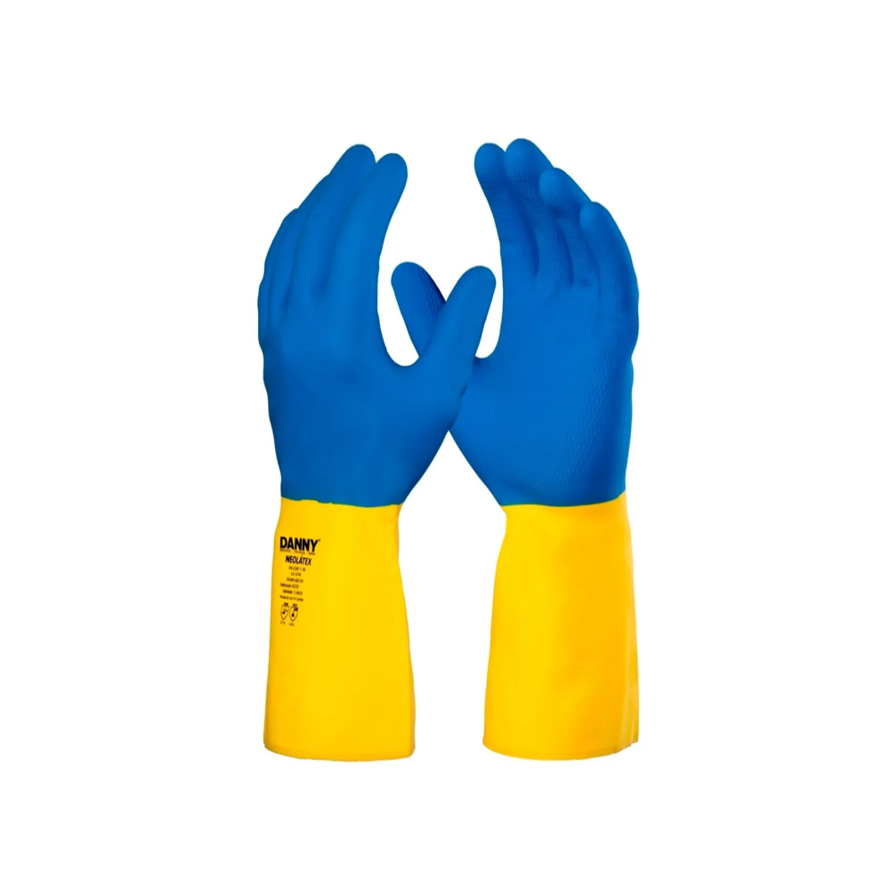 Luva de Neoprene – Marca Danny – com Punho em Latex – Modelo DA-224D – Cor Azul e Amarela