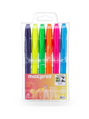 Caneta Marca Texto - Lumis - Marca Maxprint - Cores Variadas - Pacote c/ 6 Unidades