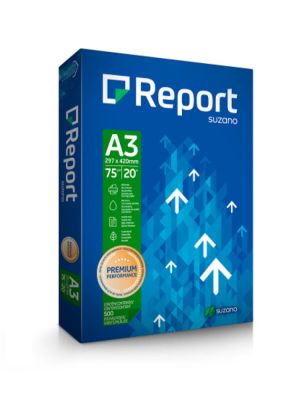 Papel A3 Sulfite 75g/m² - Marca Report Suzano - Tamanho 297mm x 420mm - Resma c/ 500 Folhas