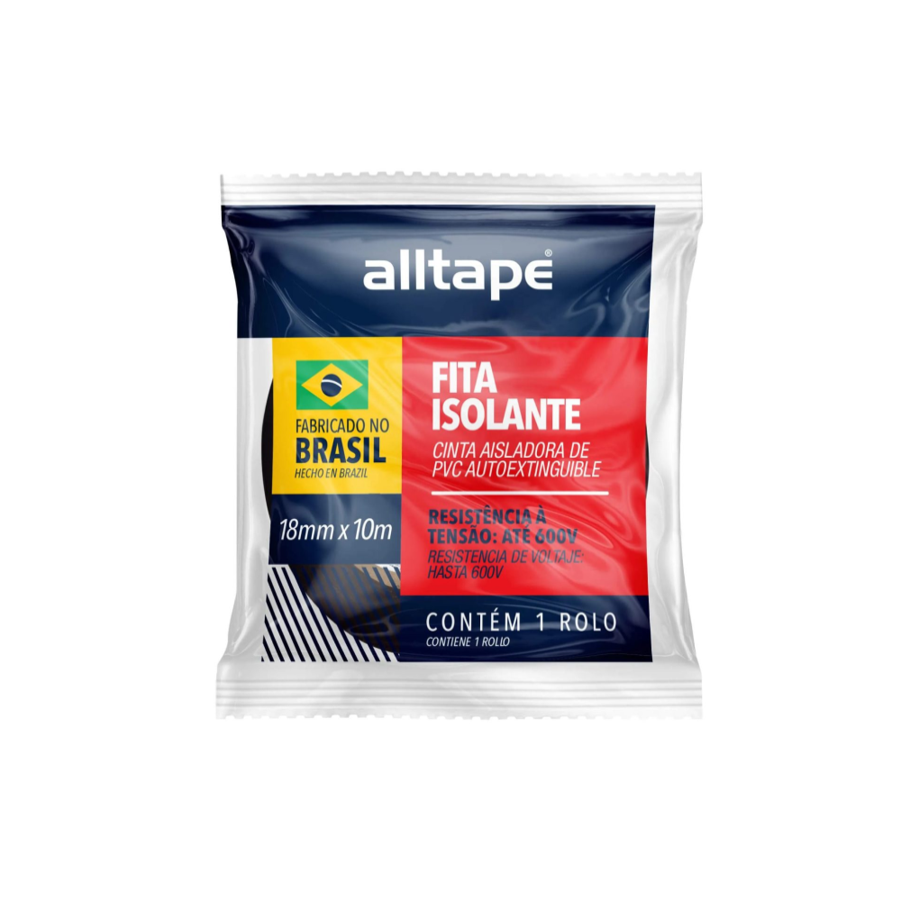 Fita Isolante – Marca AllTape – Cor Preta – Tam. 19mm x 10m – 1 Unidade