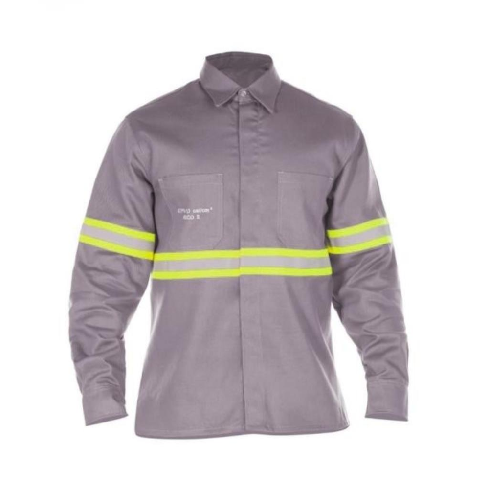 Camisa Eletricista – NR10 ATPV 11 – Manga Longa – Marca MR Safety – Cor Cinza – c/ Refletivo – c/ Bolso