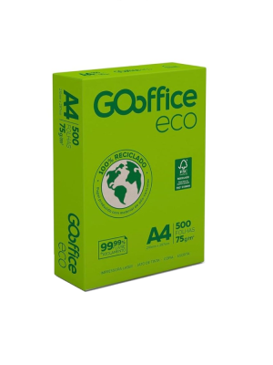 Papel A4 Eco Reciclado 75g/m² - Marca Go Office - Tamanho 210mm x 297mm - Resma c/ 500 Folhas