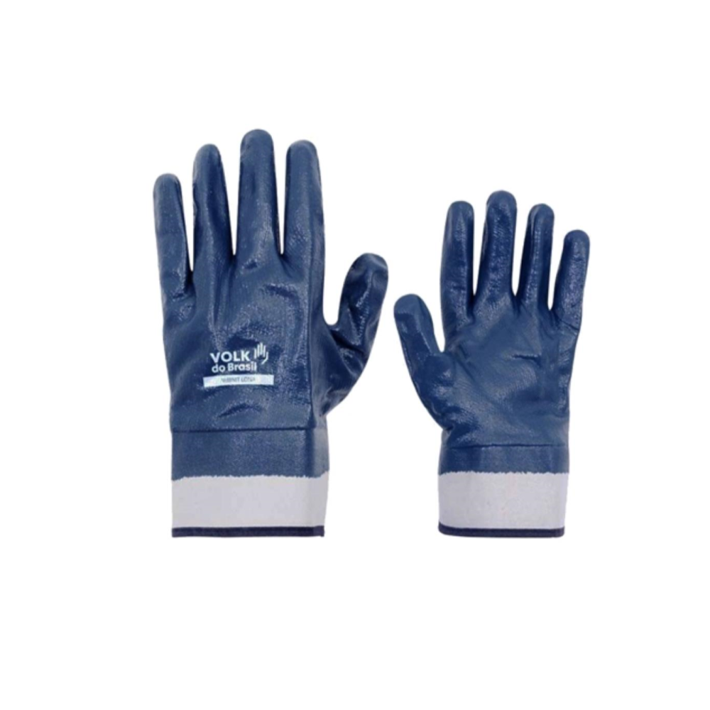 Luva Nitrílica Total – com Punho de Malha – Modelo VDBNIT – Marca Volk – Cor Azul