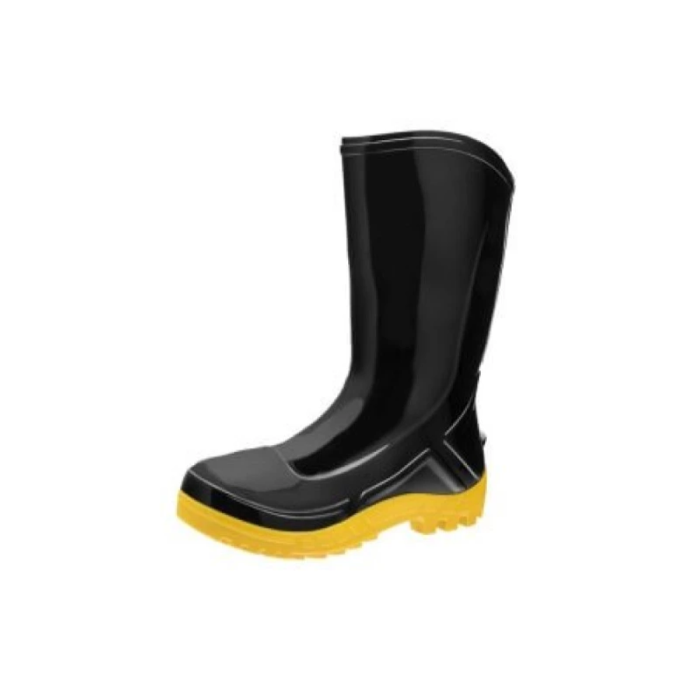 Bota de PVC – Cano Médio – Marca Vulcaflex/Marluvas – Solado Bidensidade – Sem Biqueira – Cor Preta+Amarela