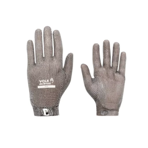 Luva de Malha de Aço Inox - Marca Volk - Modelo Anticorte - Cor Prata - Unid.