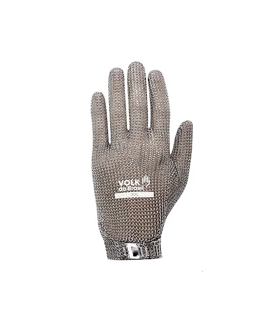 Luva de Malha de Aço Inox – Marca Volk <br> Modelo Anticorte – Cor Prata