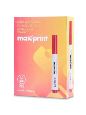 Caneta Marcador para Quadro Branco - Marca Maxprint - Cor Vermelha - Caixa c/ 12 Unidades