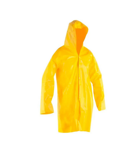 Capa de Chuva em PVC – Com Manga Longa – Marca Brascamp – Com Capuz – Com Forro – Cor Amarela