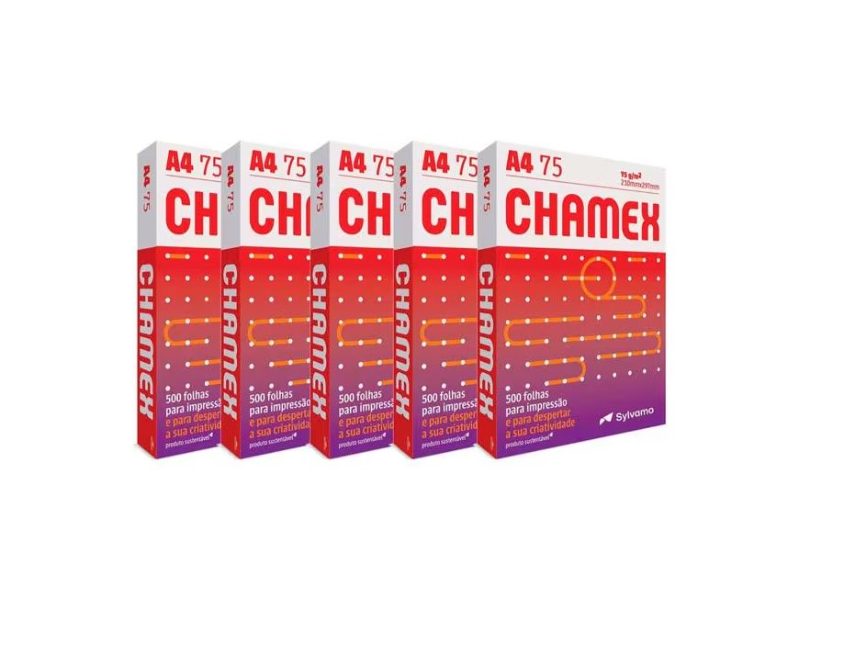Papel A4 Sulfite 75g/m² – Marca Chamex <br> Tamanho 210mm X 297mm <br> Resma c/ 500 Folhas
