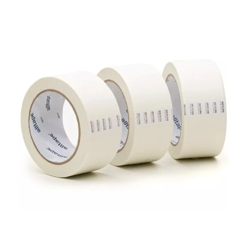 Fita Crepe Larga – Marca AllTape – Cor Branca – Tam. 48mm x 50m – 3 Unidades