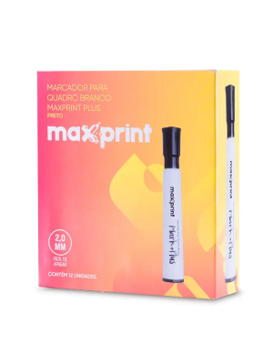 Caneta Marcador para Quadro Branco - Marca Maxprint - Cor Preta - Caixa c/ 12 Unidades