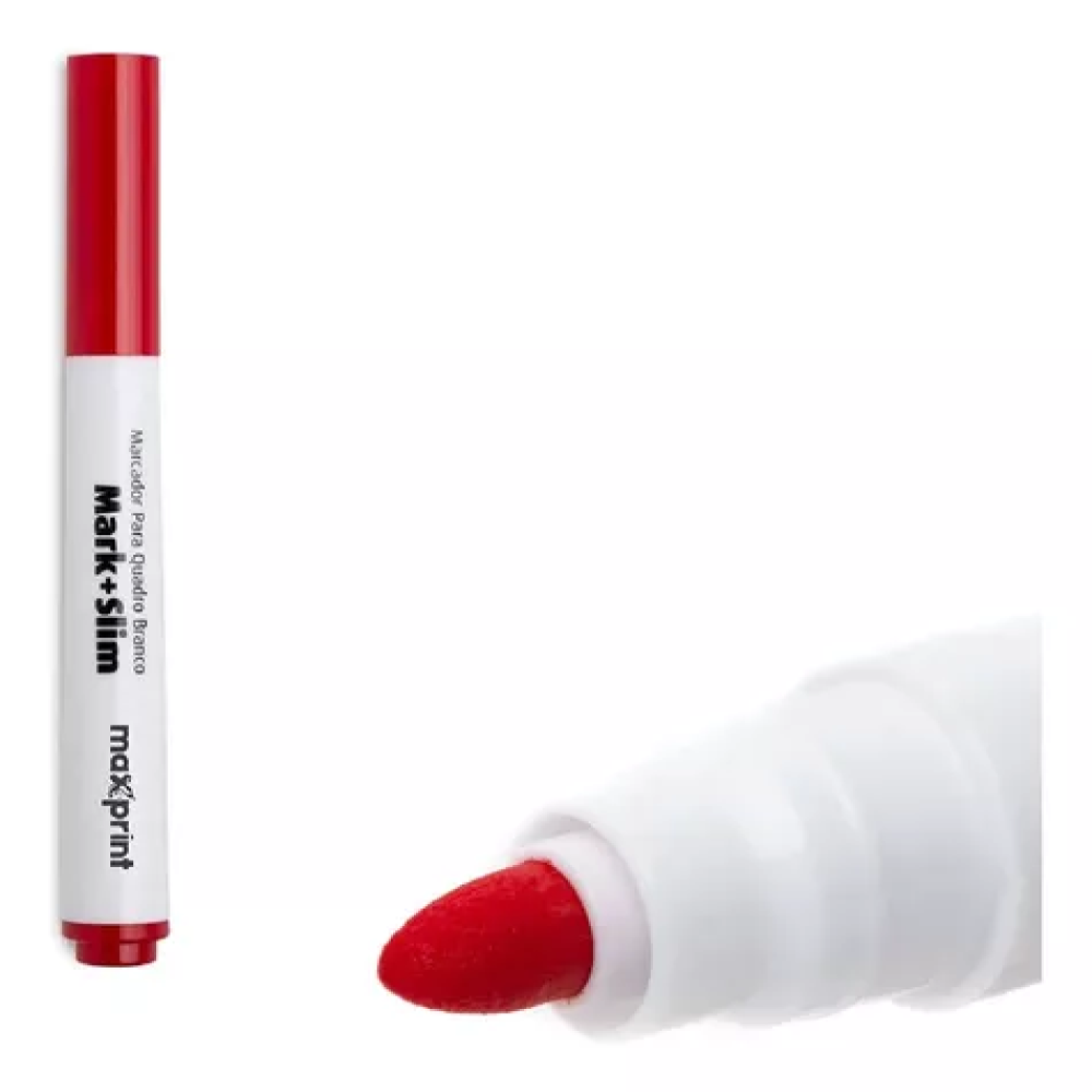 Caneta Marcador para Quadro Branco – Marca Maxprint – Cor Vermelha – Caixa c/ 12 Unidades