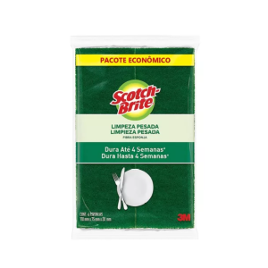 Esponja Multiuso Reutilizável – Cor Verde + Amarela – Marca 3M / Scocth Brite – c/ 4 Unidades