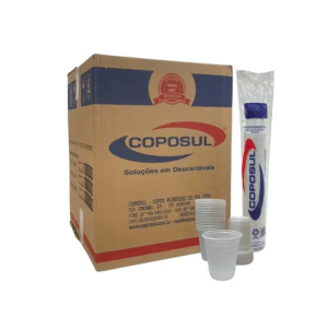 Copo Descartável – Capacidade 180ml – Cor Branca – Marca Coposul – Caixa c/ 2.500 Unidades