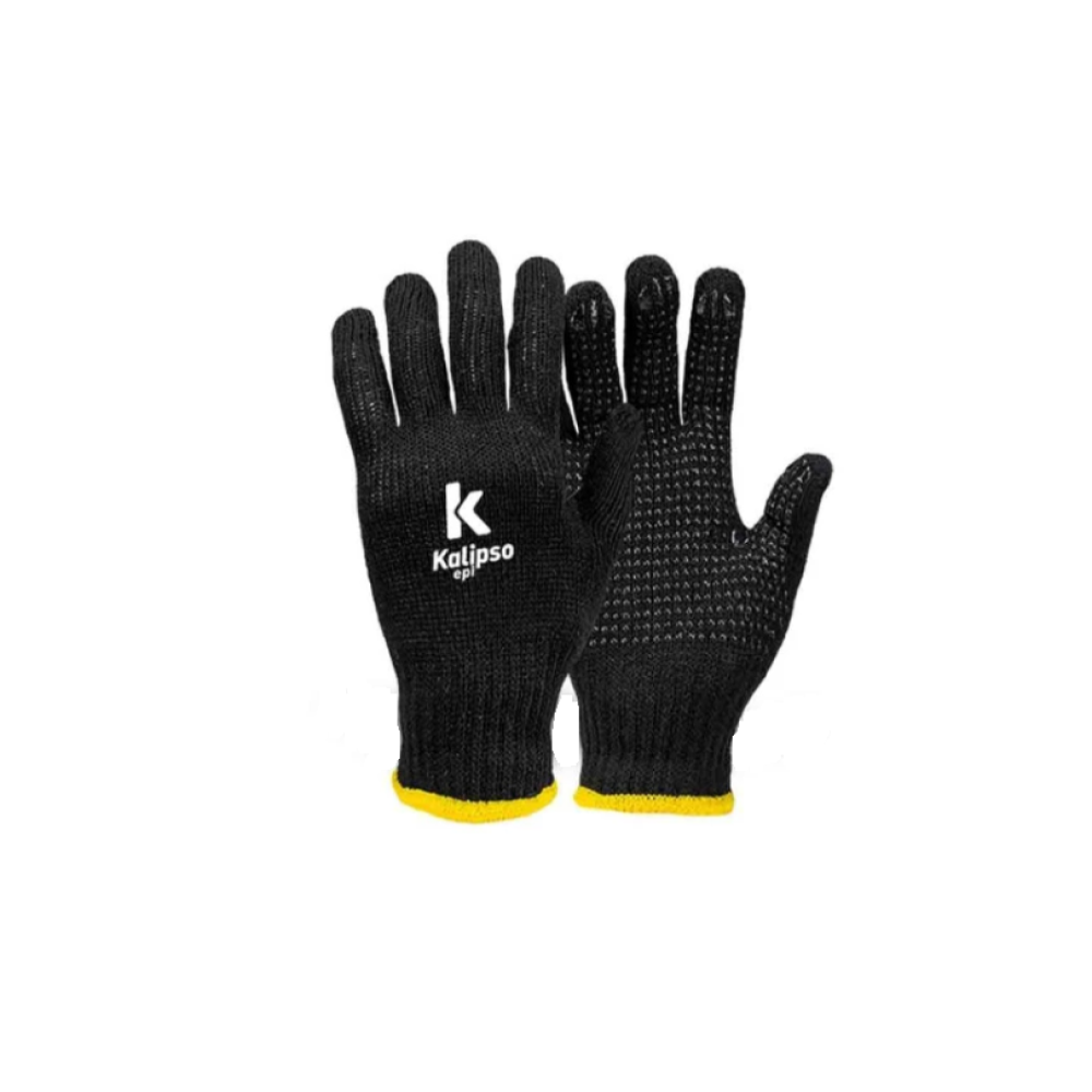 Luva de Malha Tricotada – Pigmentada <BR> Marca kalipso – Cor Preta – Pacote c/ 12 Pares